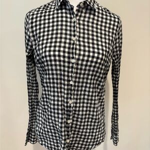 J. Crew Black and White Gingham Button Up Shirt